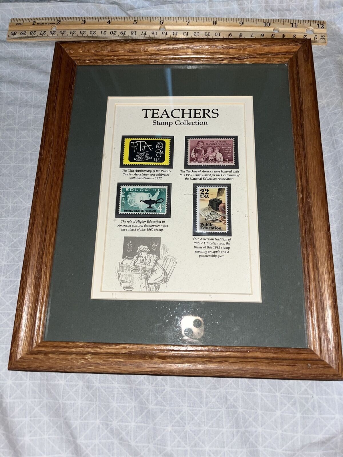 Teacher USPS Stamp Collection Framed Matted - PTA Public Higher Education NEA