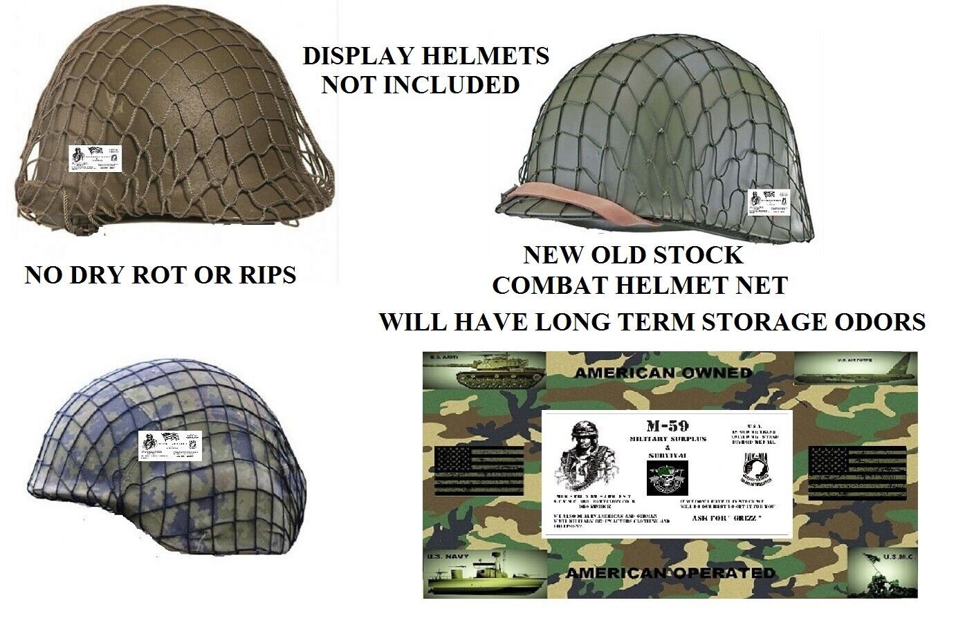 4 - New Old Stock O.D. Combat Helmet Nets Nets Will Have Long Term Storage Oders