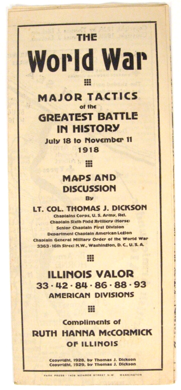 Vintage WORLD WAR I MAJOR TACTICS Battle History 1918 Maps & Discussion ILLINOIS