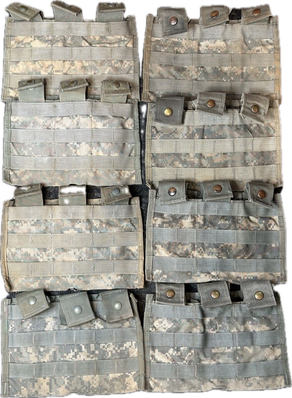 8 Pack Of US Army Surplus MOLLE II Triple STANAG/M4 Magazine Pouches, ACU Camo