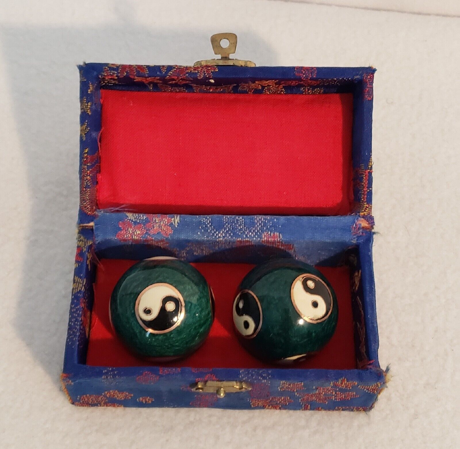 Vintage Chinese Shouxing Balls Metal Chiming Cloisonne Enamel Boading
