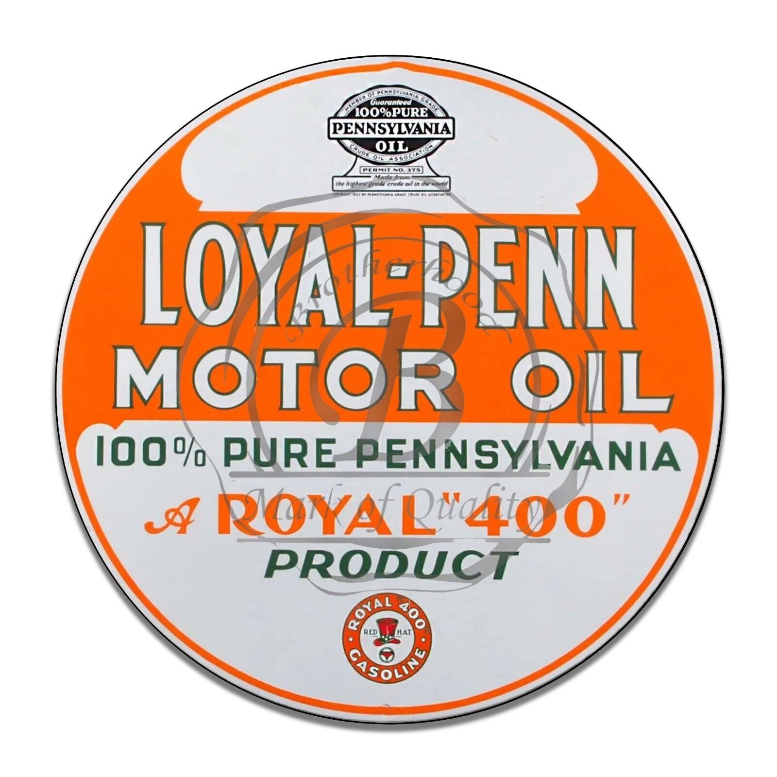 Vintage Design Sign Metal Decor Gas and Oil Sign Loyal Penn Royal 400 Motor Oil