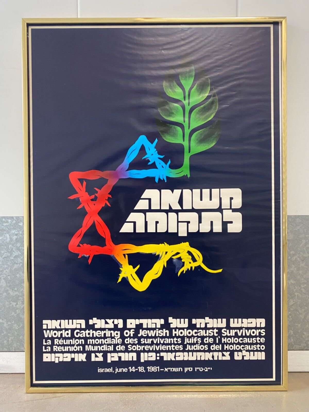 🔥 RARE World Gathering of Jewish Holocaust Survivors Lithograph Poster, 1981