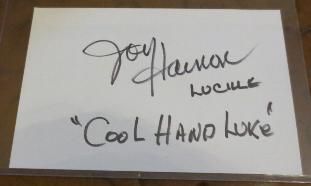 Joy Harmon actress signed autographed index hot blonde Lucille in Cool Hand Luke