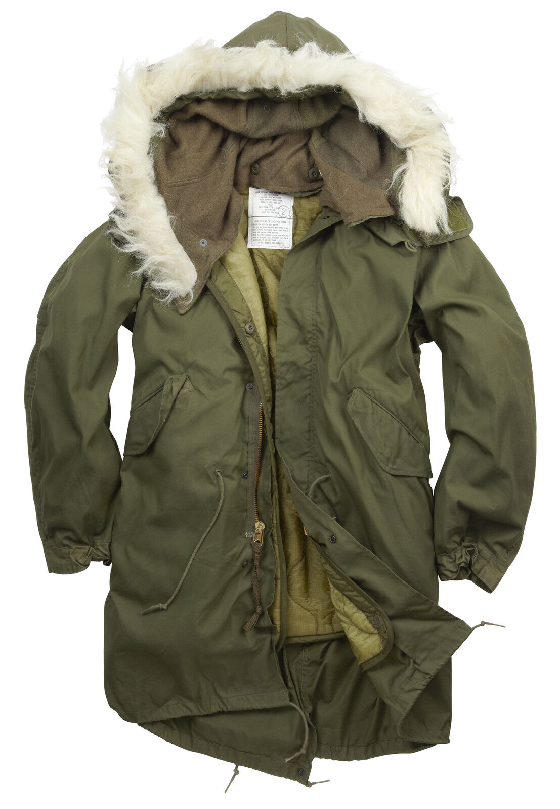 Fishtail Parka Army Genuine US M65 Original Winter Lined Hooded Long Coat Olive