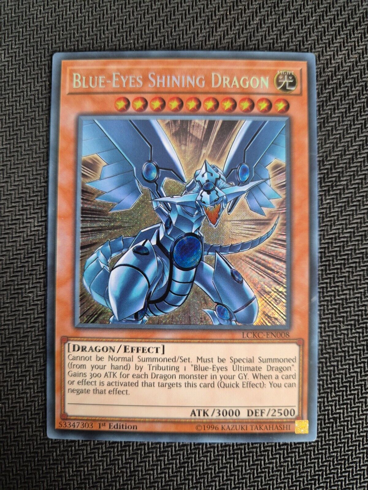 Blue-Eyes Shining Dragon LCKC-EN008 Secret Rare Yu-Gi-Oh Card 1st Edition