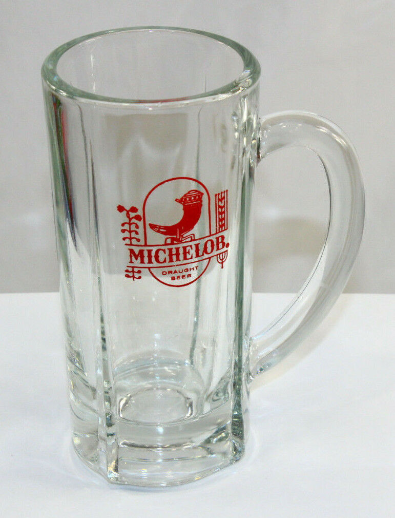 Vintage Michelob Glass Mug Barware Red Drought Beer Horn Unique DRINKWARE 
