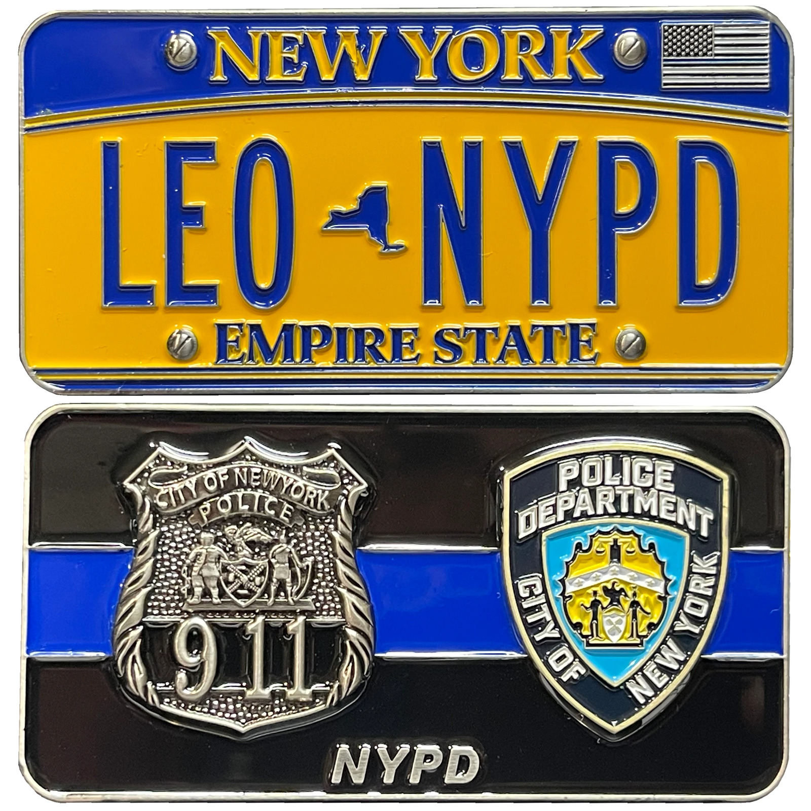 BL14-006 NYPD New York License Plate Thin Blue Line Police Officer Challenge Coi