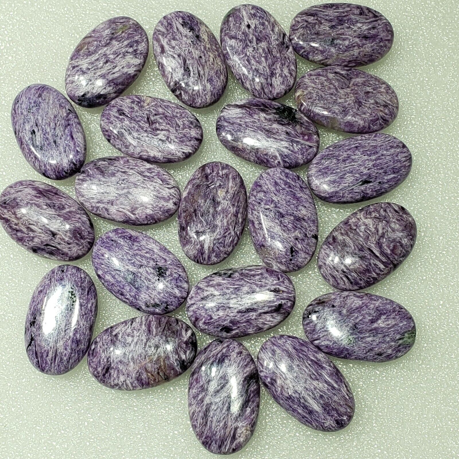 Polished Charoite Pocket Stone Soapstone size 25 x 40 mm