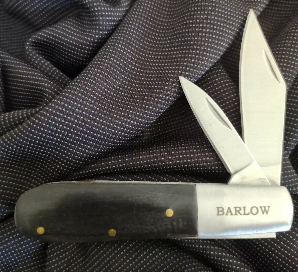 Black and Stainless Steel Classic Barlow Pocket Knife - Free Same Day Shipping