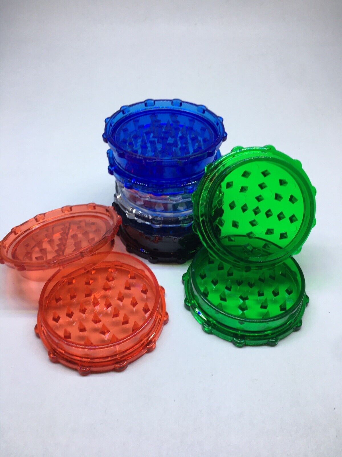 Plastic Mix Clear Colored Herb Grinder 5pcs