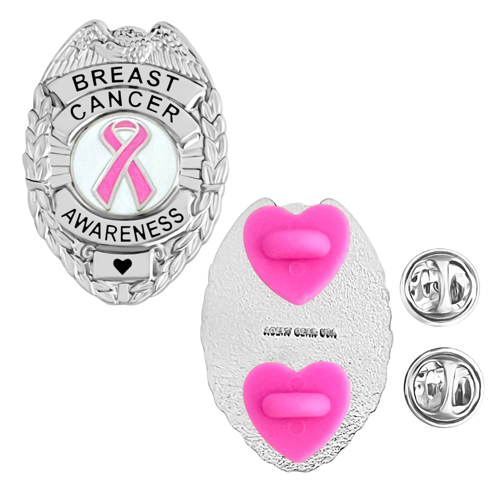 Breast Cancer Awareness Pin Badge Police Law Enforcement Style - Pink Ribbon