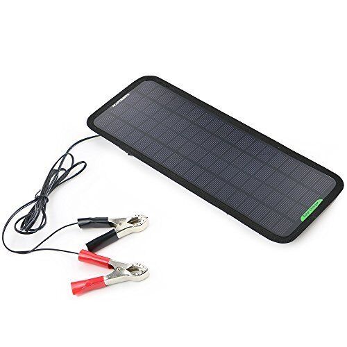 Solar Car Battery Charger Bundle w/ Cigarette Lighter Plug Clips Suction Cups