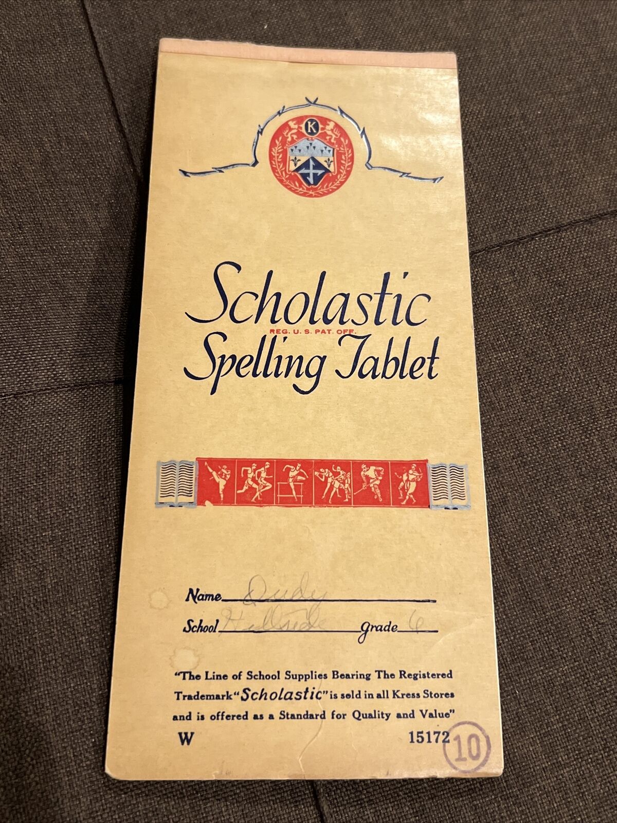 vintage Scholastic Spelling Tablet fd95