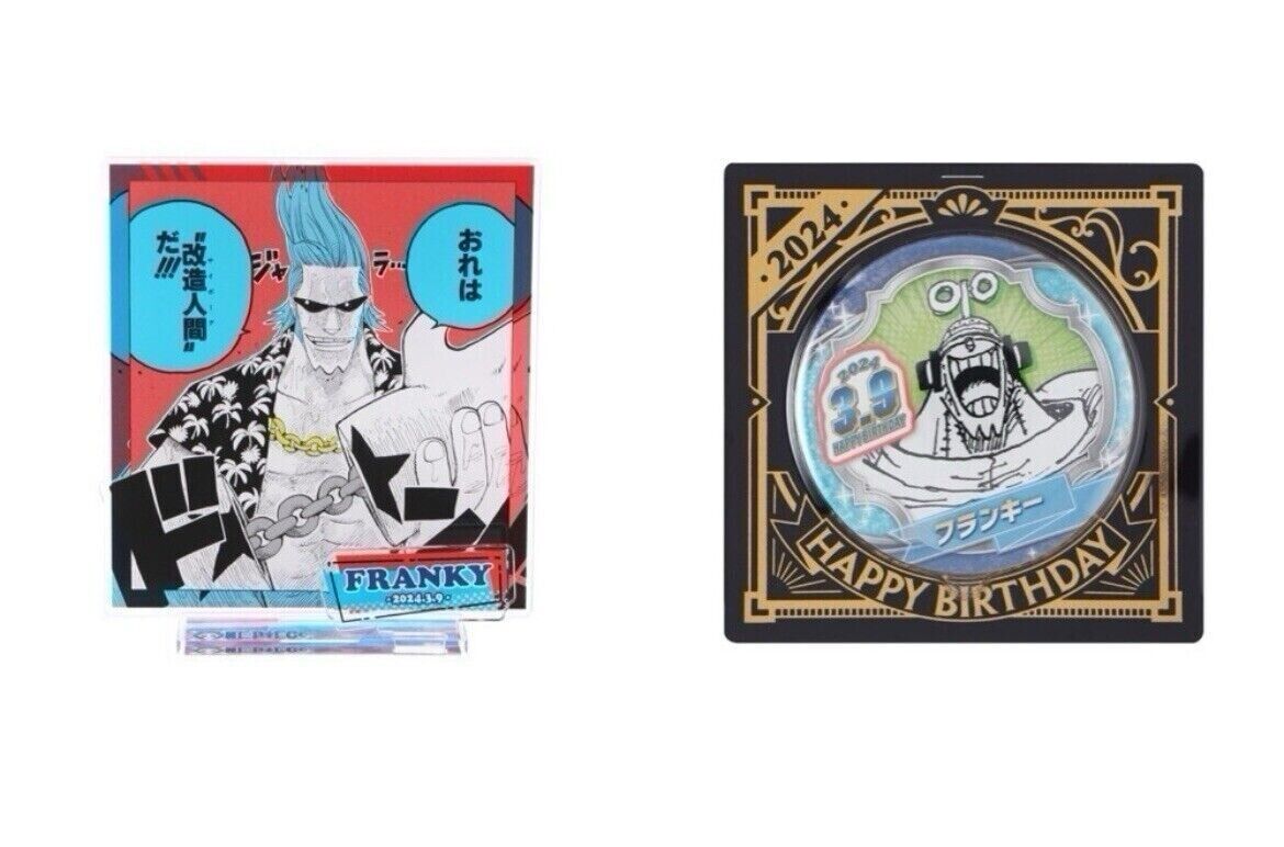 ONE PIECE Franky Birthday 2024 Jump Shop Acrylic Stand Badge Set Japan New