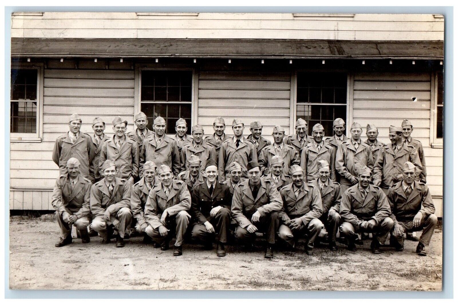 c1940's WW2 US Military Uniform Camp Unposted Vintage RPPC Photo Postcard