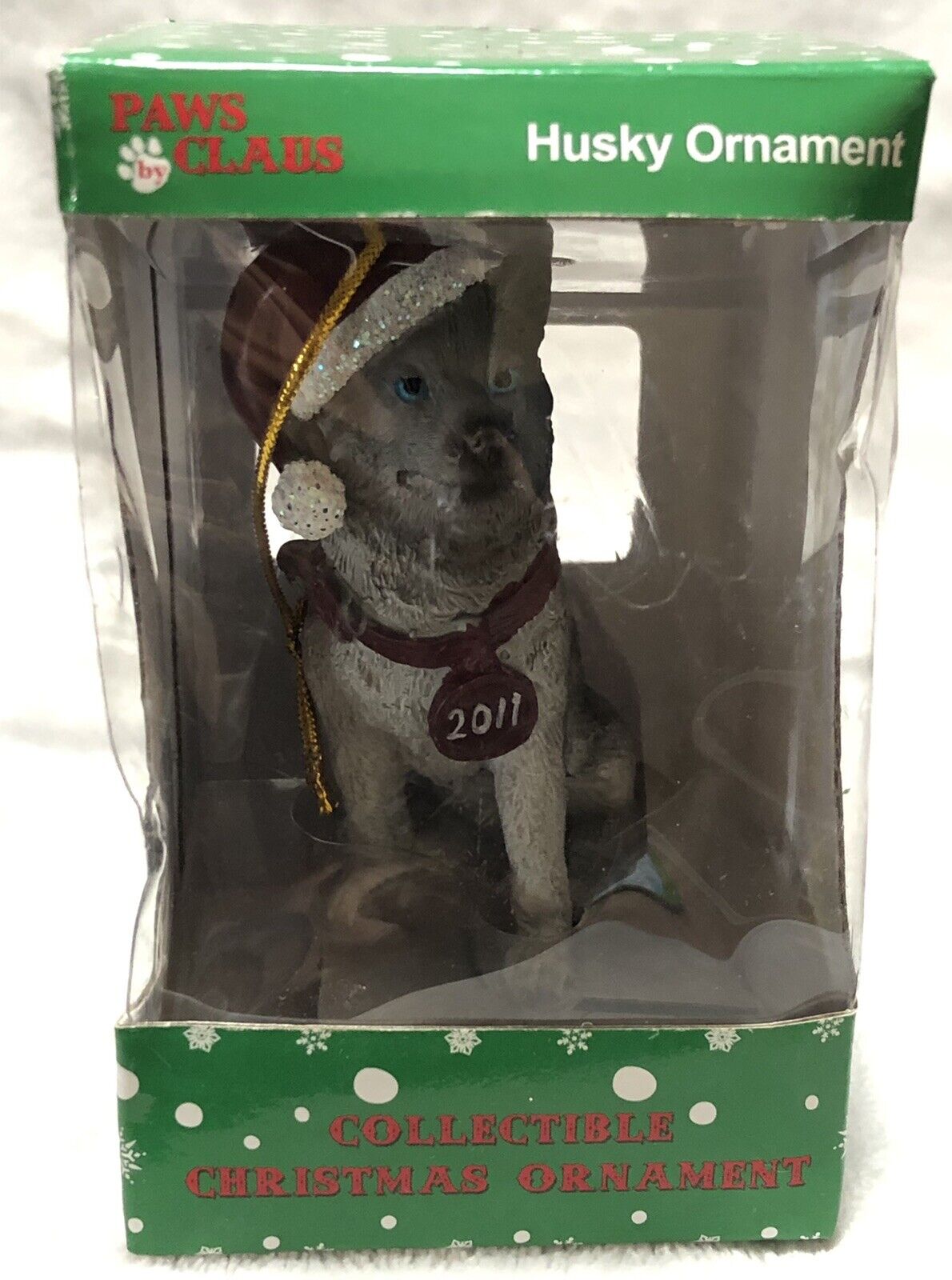 NEW Paws Claus Vintage 2011 SIBERIAN HUSKY 3in Collectible Christmas Ornament  