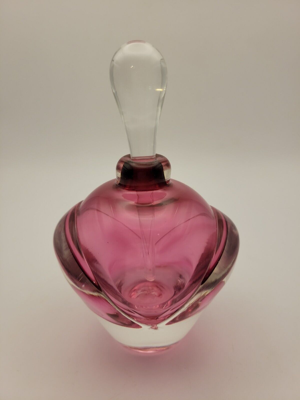 Vintage 1996 Quintessence Glass Art Studio Pink Perfume Bottle With Stopper