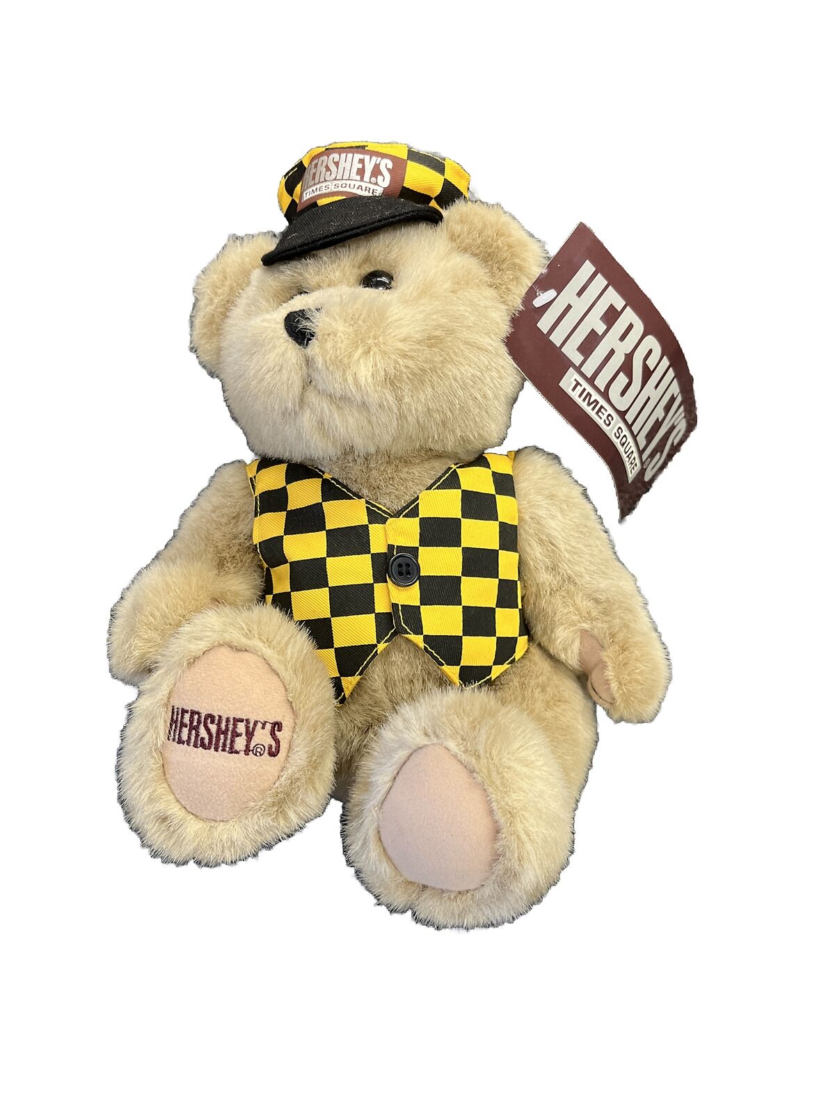 2002 Hershey\'s Times Square NY Taxi Teddy Bear w Vest & Hat Plush Doll 9\