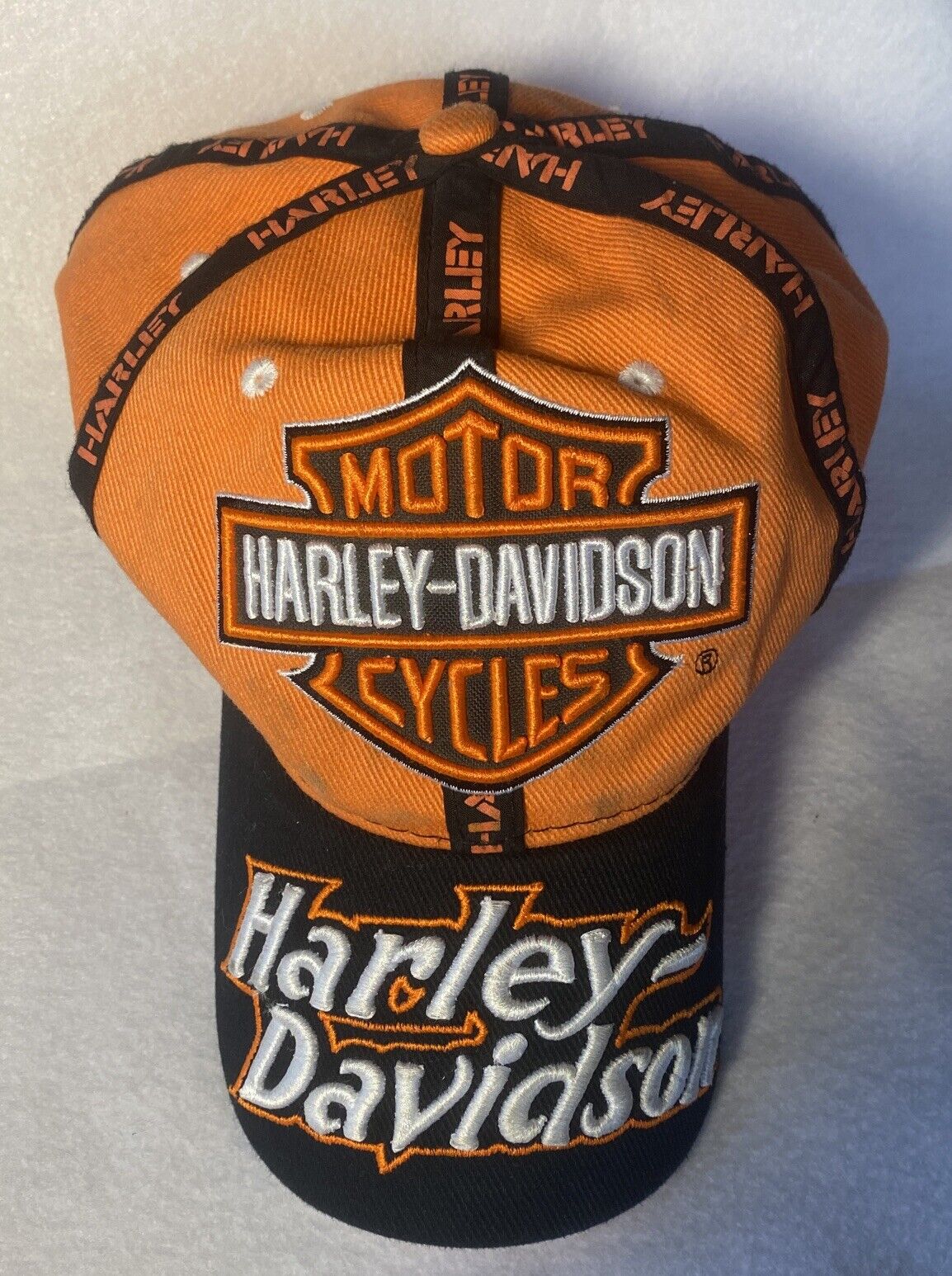 Harley Davidson Orange And Black Cotton Hat