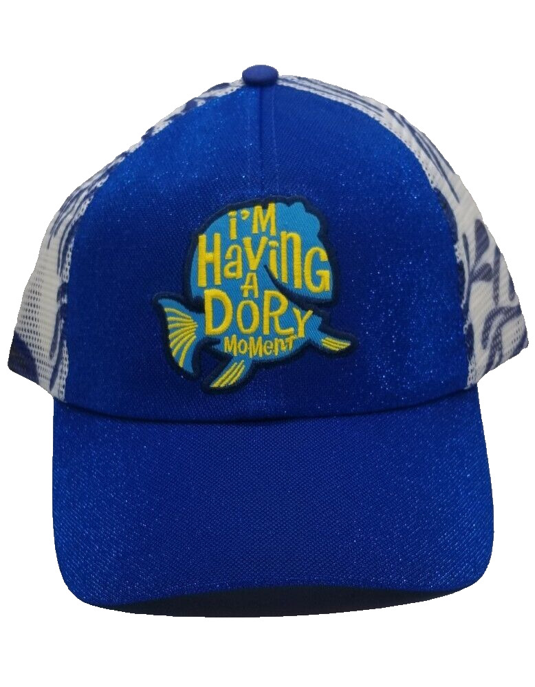 Disney Parks Finding Dory I\'m Having A Dory Moment Blue Glitter Mesh Hat Cap New