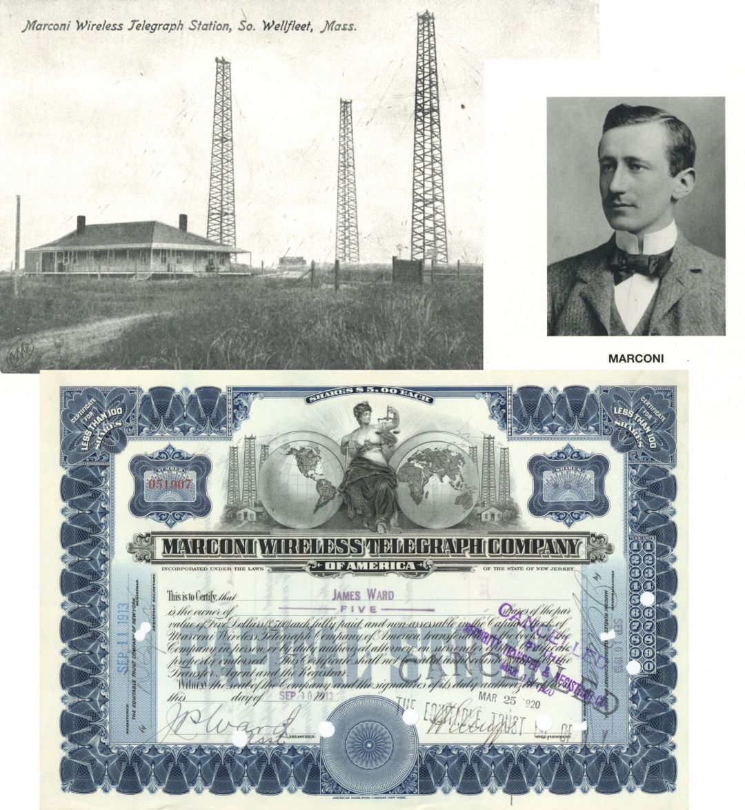 Marconi Wireless Telegraph Co. - Company was Aboard the Titanic - 1913-20 dated 