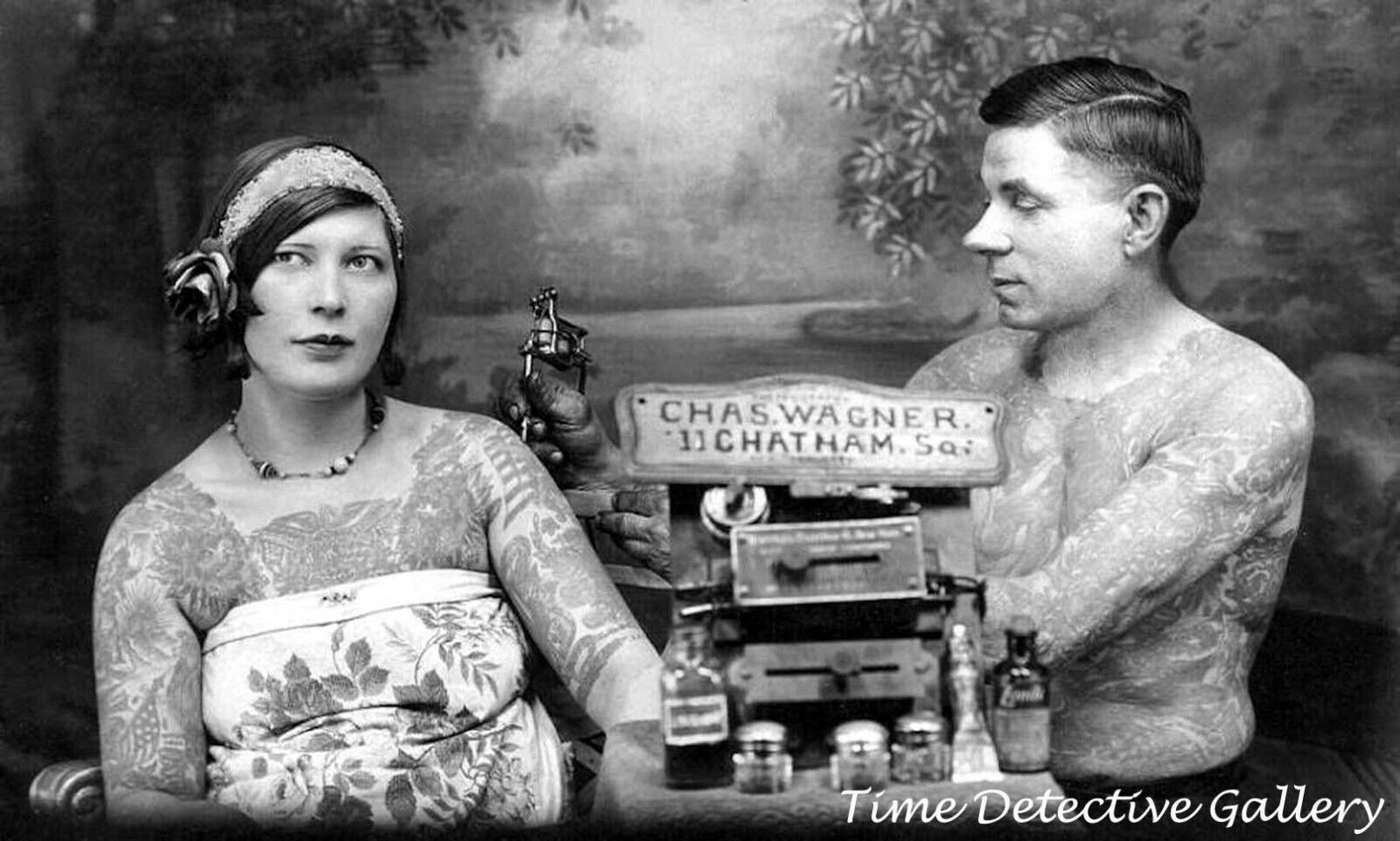 Woman Getting a Tattoo - 1920s - Vintage Photo Print