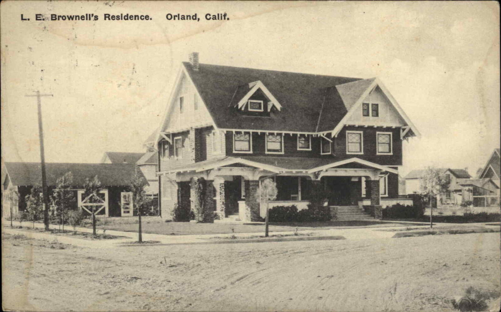 Orland California CA Brownell\'s Residence c1920 Vintage Postcard