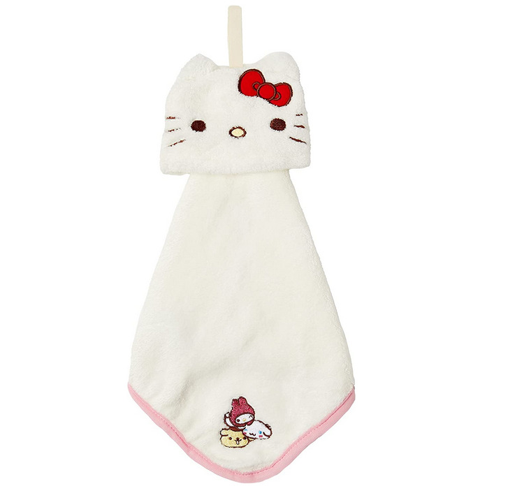 New JAPAN Sanrio Hello Kitty White Loop Towel Face Hand Towel Wash Mascot Micro