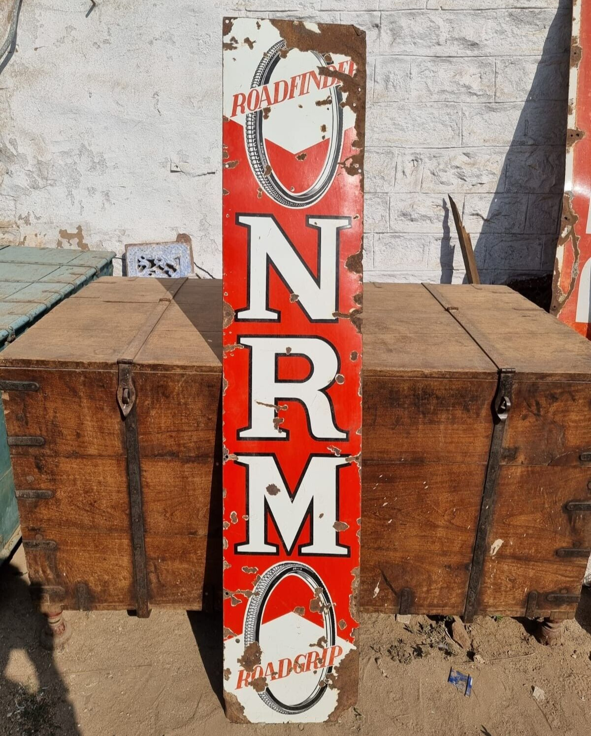 1930\'s Old Vintage Antique Rare Roadfinder NRM Tyres Porcelain Enamel Sign Board