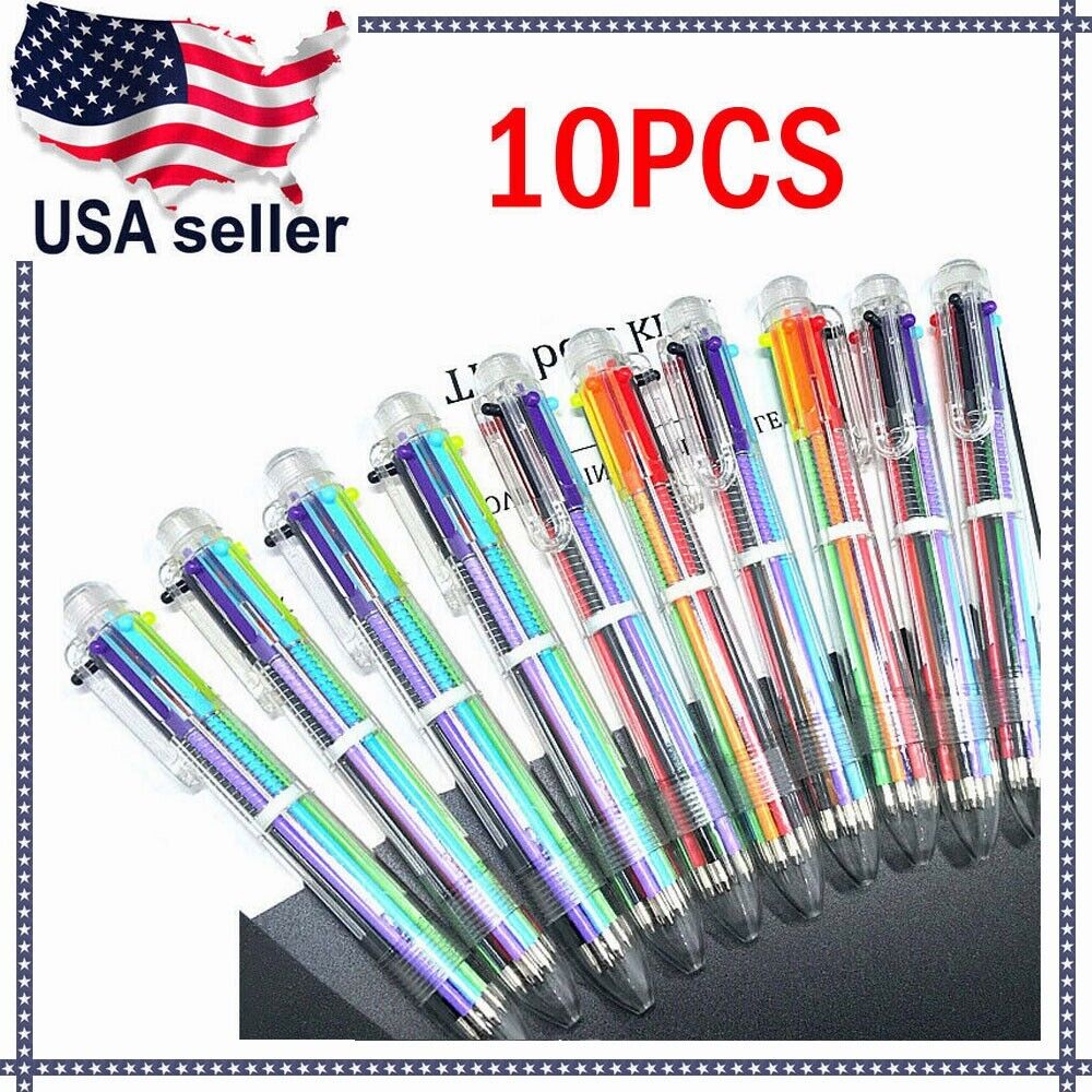 Wholesale 10PCS Multi-color 6 in 1 Ballpoint Pens Kids School Office Pen Supply
