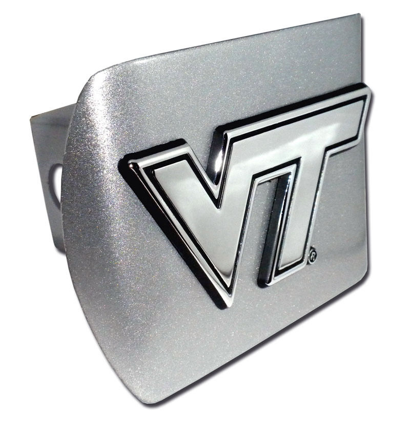 virginia tech VT logo emblem chrome brushed trailer hitch cover usa made
