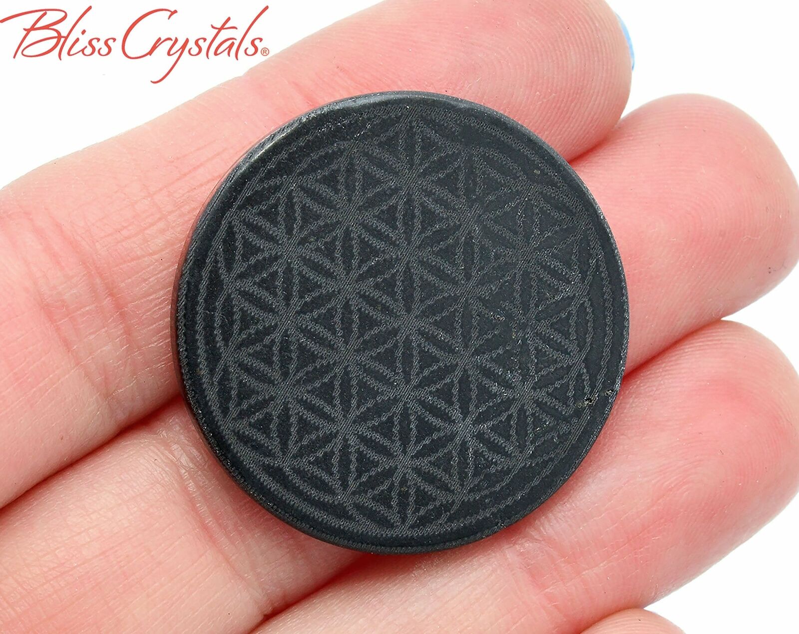 Shungite Flower of Life Adhesive Disc for phone Healing Crystal and Stone #SP70