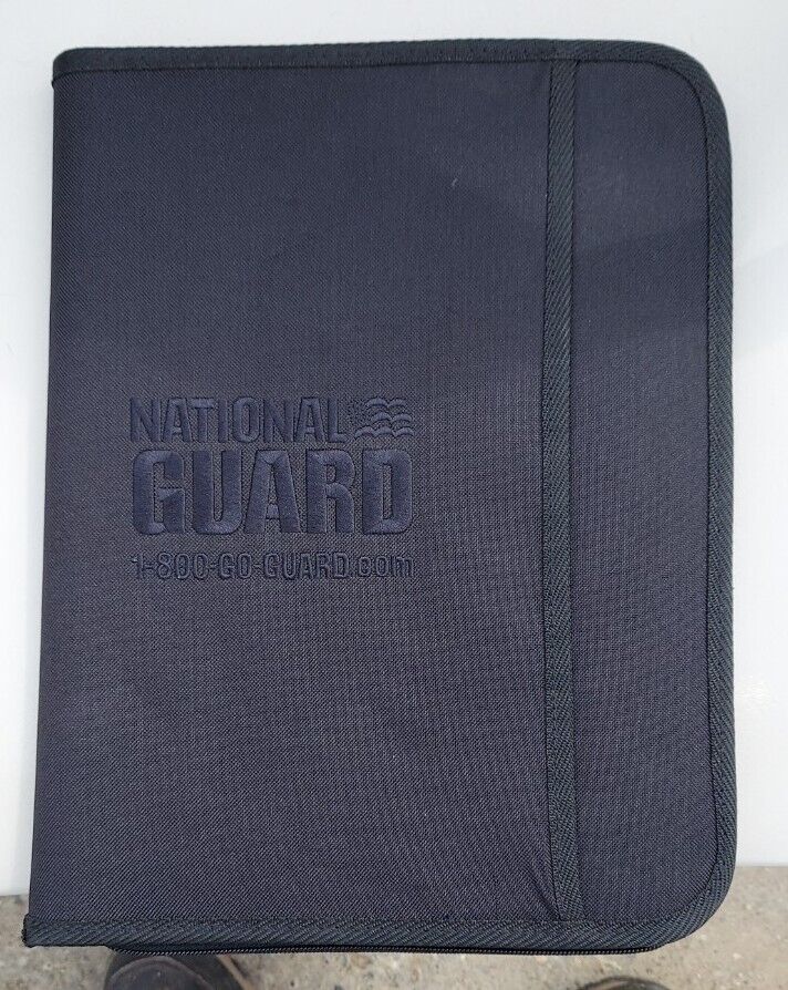 National Guard Black Notebook Portfolio Organizer -Zipper- New