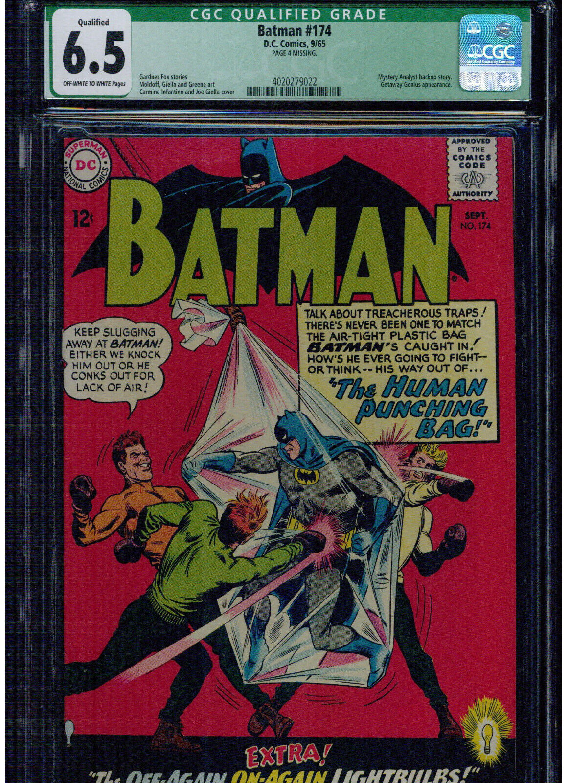 BATMAN #174 CGC 6.5 QUALIFY MISSING PG. 4 1965 OTHER WISE  VERY SHARP