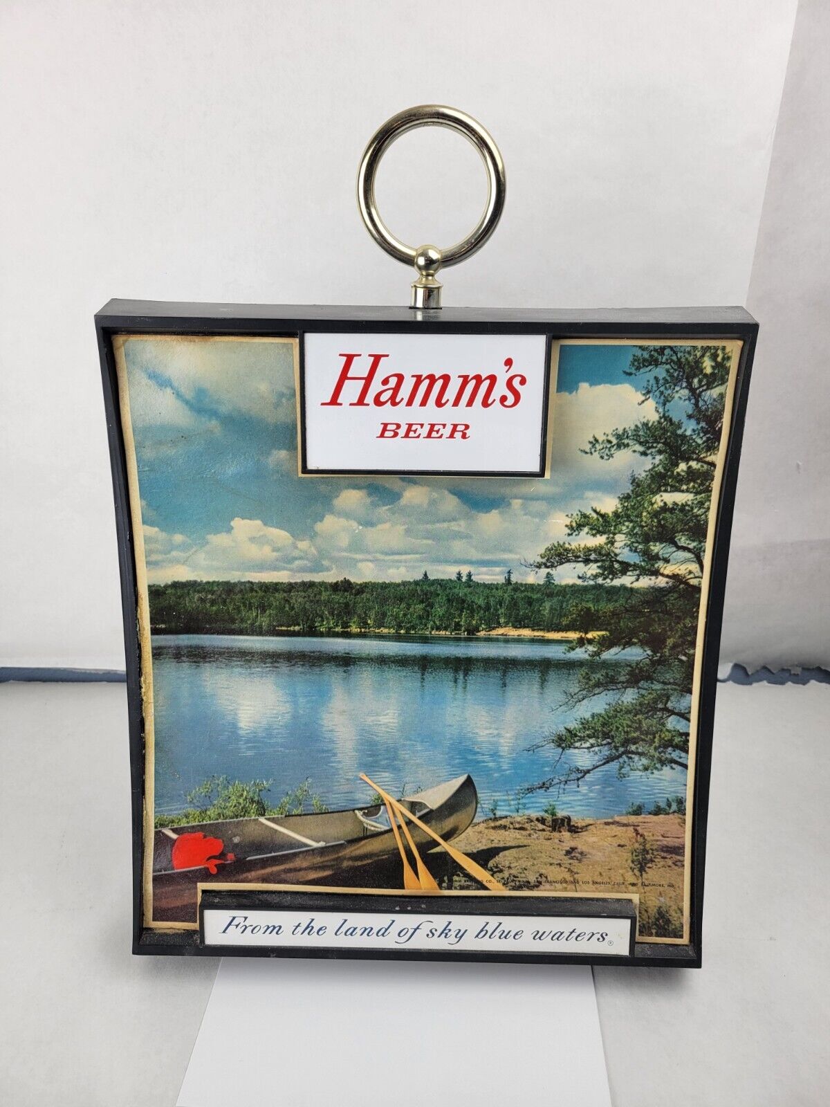 Vintage Hamm\'s Beer Plastic Display Sign - Lake Scene