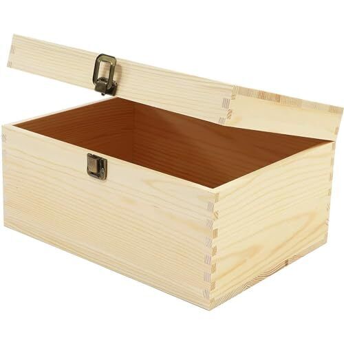 Bright Creations Unfinished Wood Box with Hinged Lid, Wooden Jewelry Box (10....