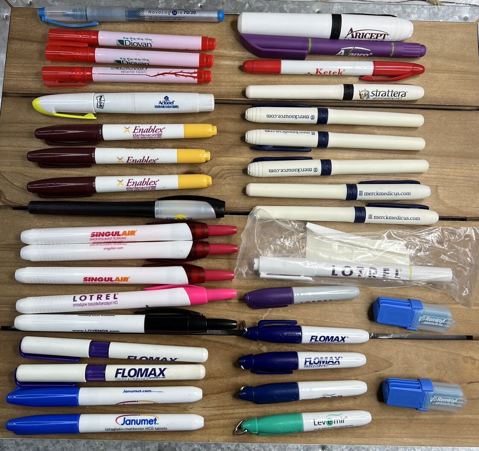 34 Rare Pharmaceutical Drug Rep Highlighter Pens Markers Some Still Write READ
