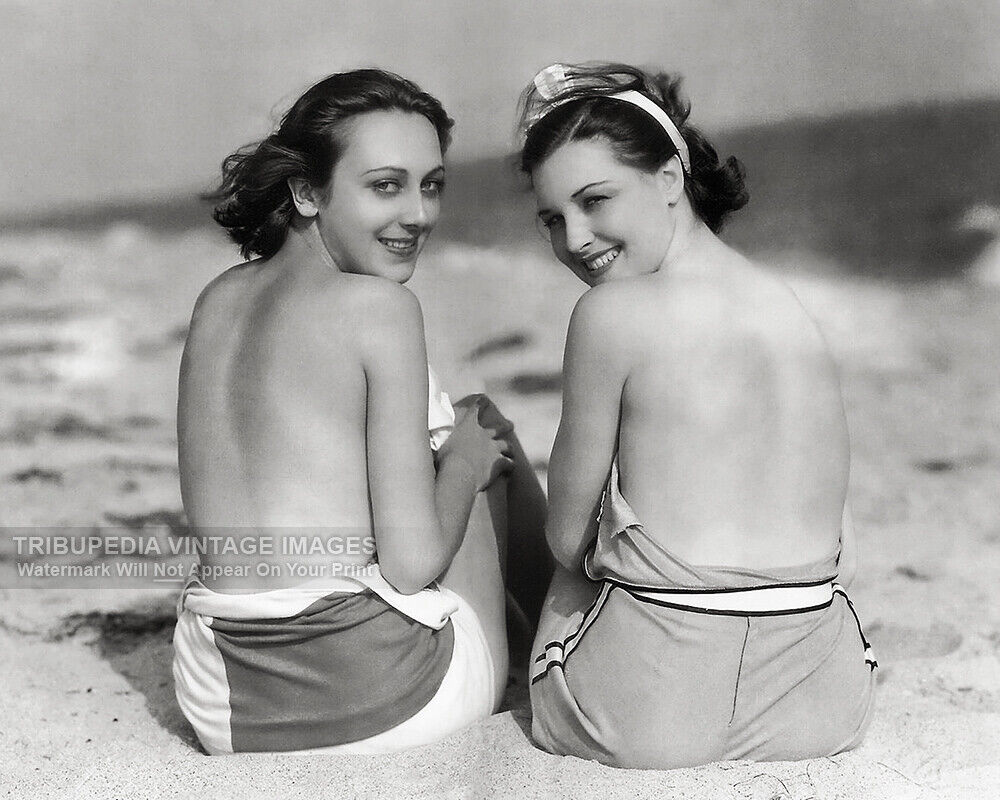 Vintage 1929 Photo Beautiful Topless Sunbathing Girls Old Hollywood Celebrities