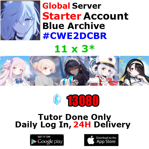 [Global] Blue Archive Starter Account 11x3* 13k+Pyroxene Mika #CWE2