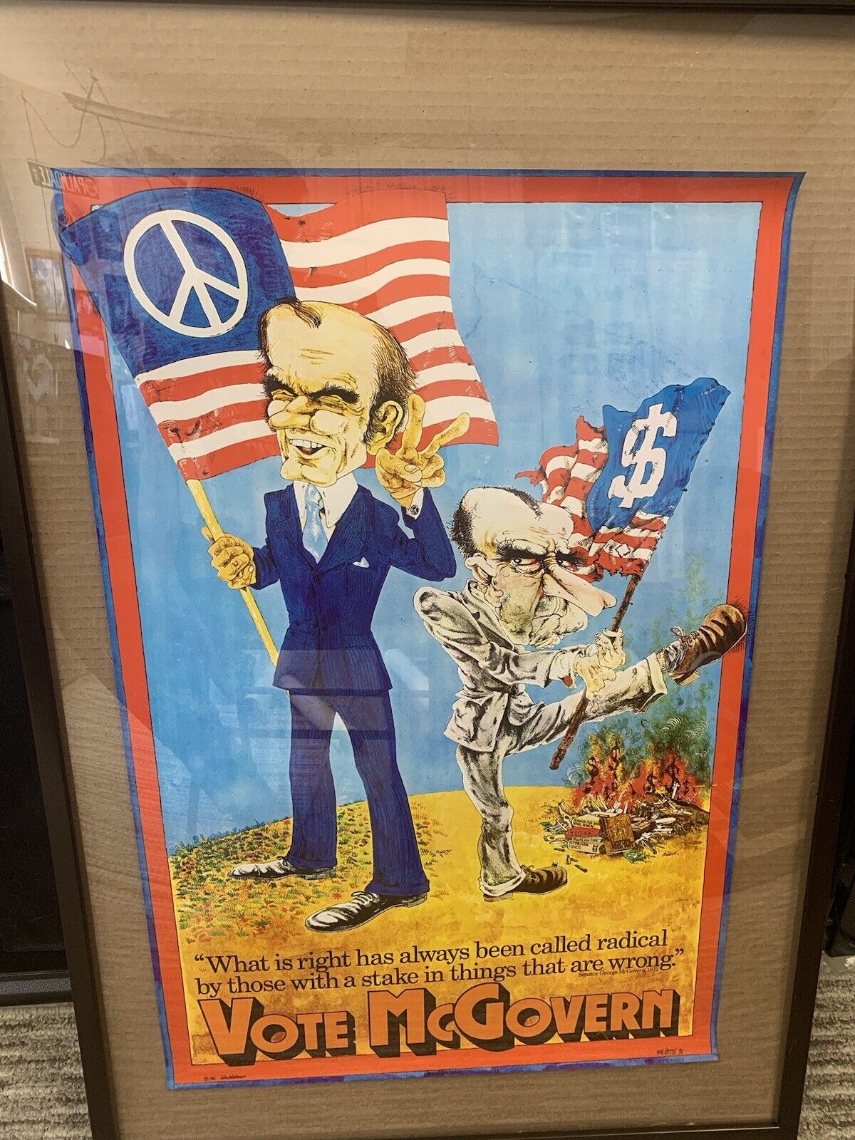 Rare Original 1972 “Vote McGovern” Presidential Campaign Poster