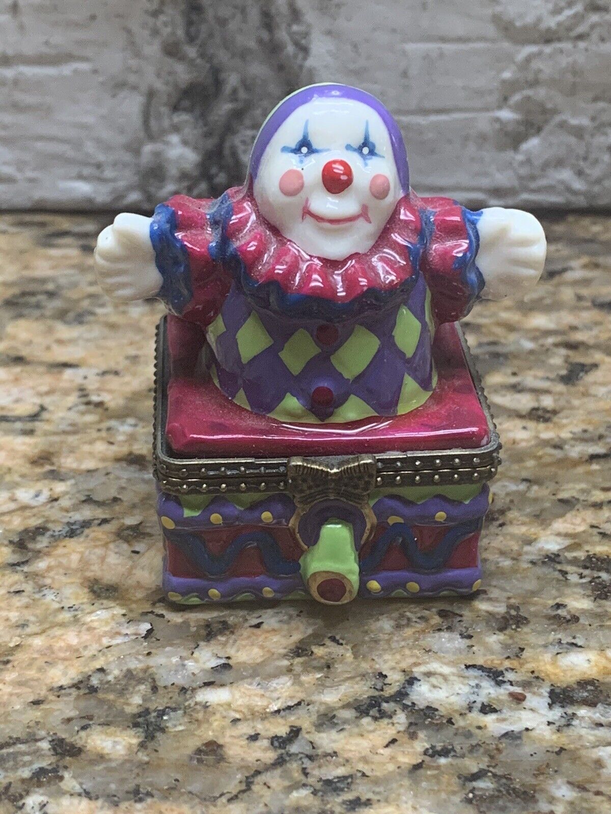 Jack In The Box Trinket Box Pill Box Clown Colorful 2.5” Inches