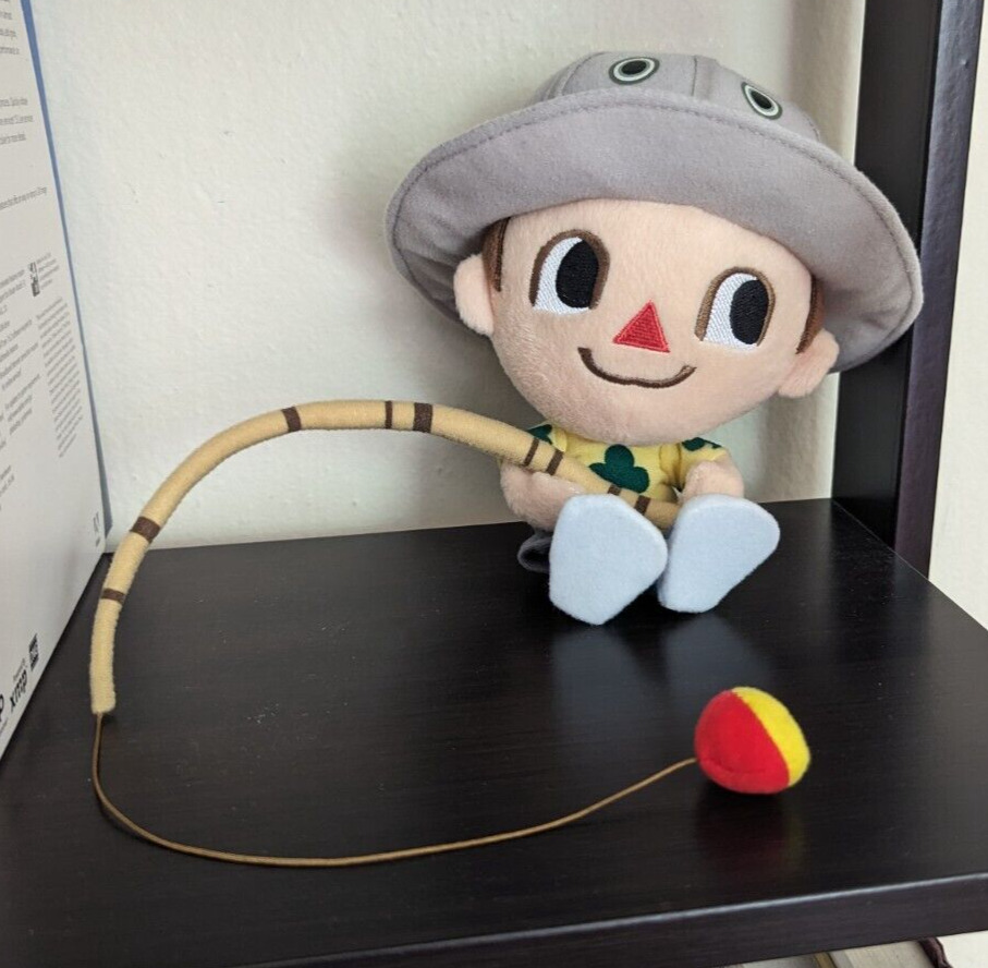 RARE Animal Crossing 2005 Nintendo Character Villager Fishing Plush Stuffed Toy