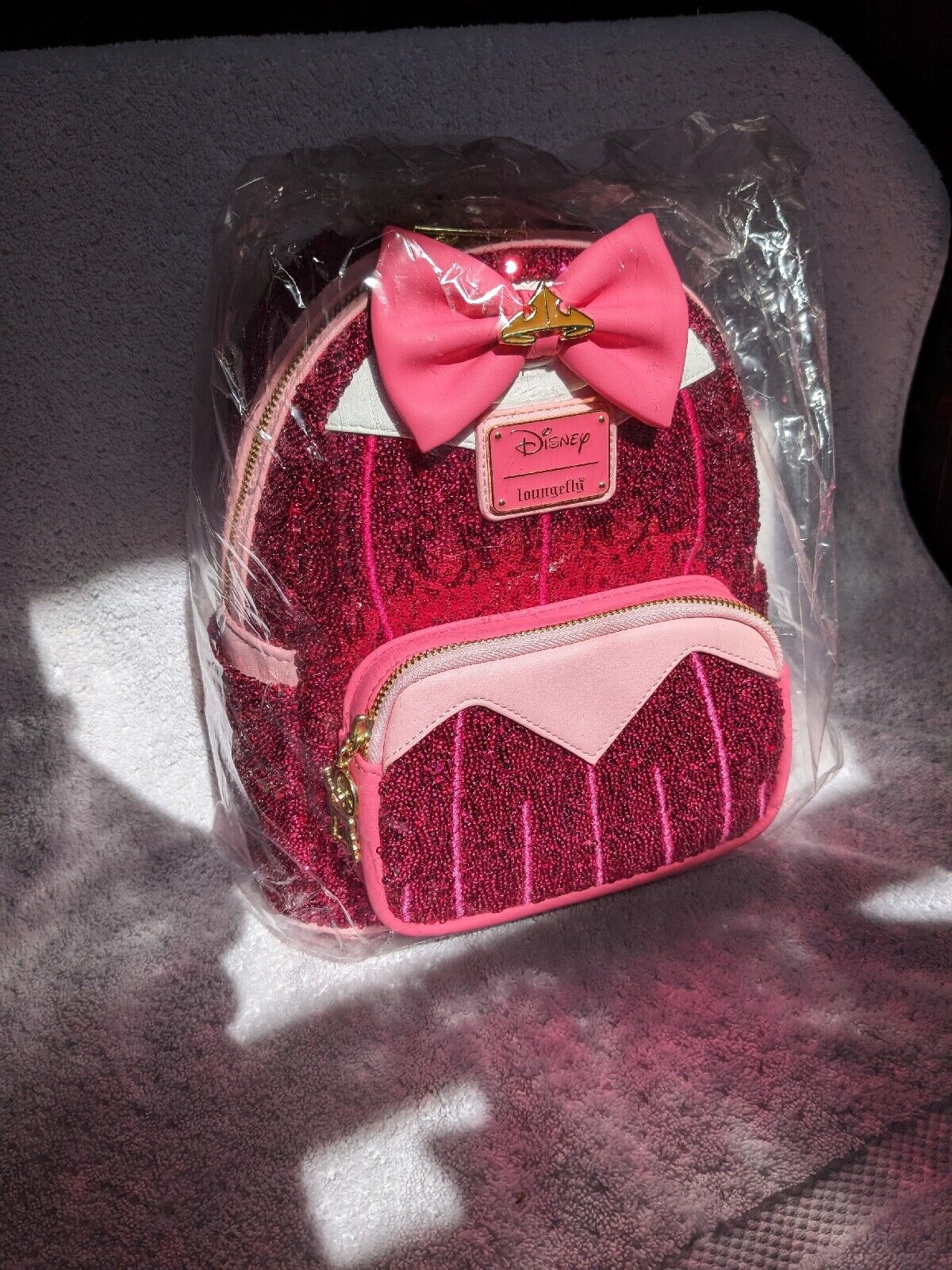 Disney Sleeping Beauty Princess Aurora Sequin NWT Loungefly Mini Backpack