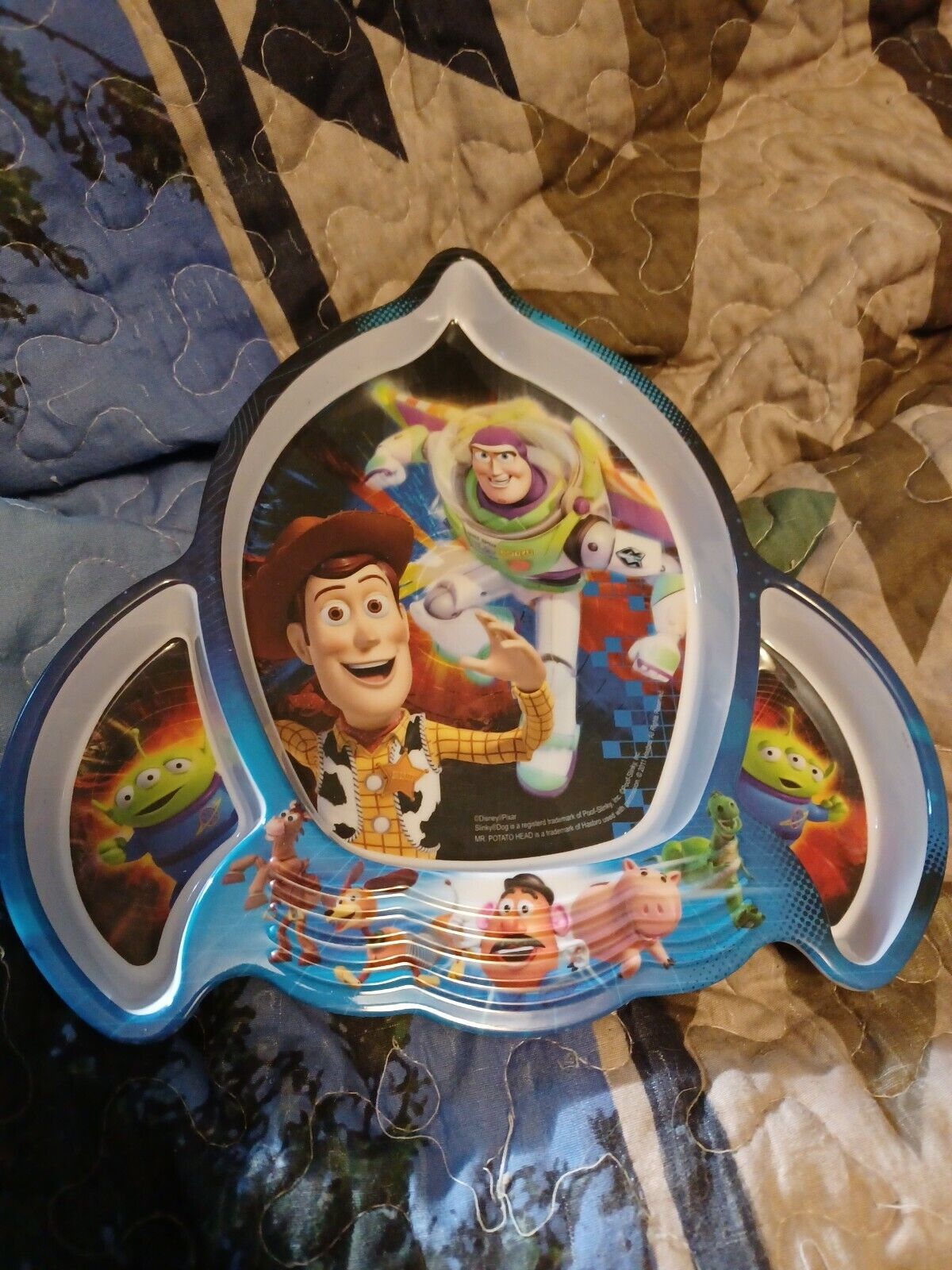 Disney Toy Story Buzz Lightyear & Aliens Playtex 3 Section Divided Plate Rocket