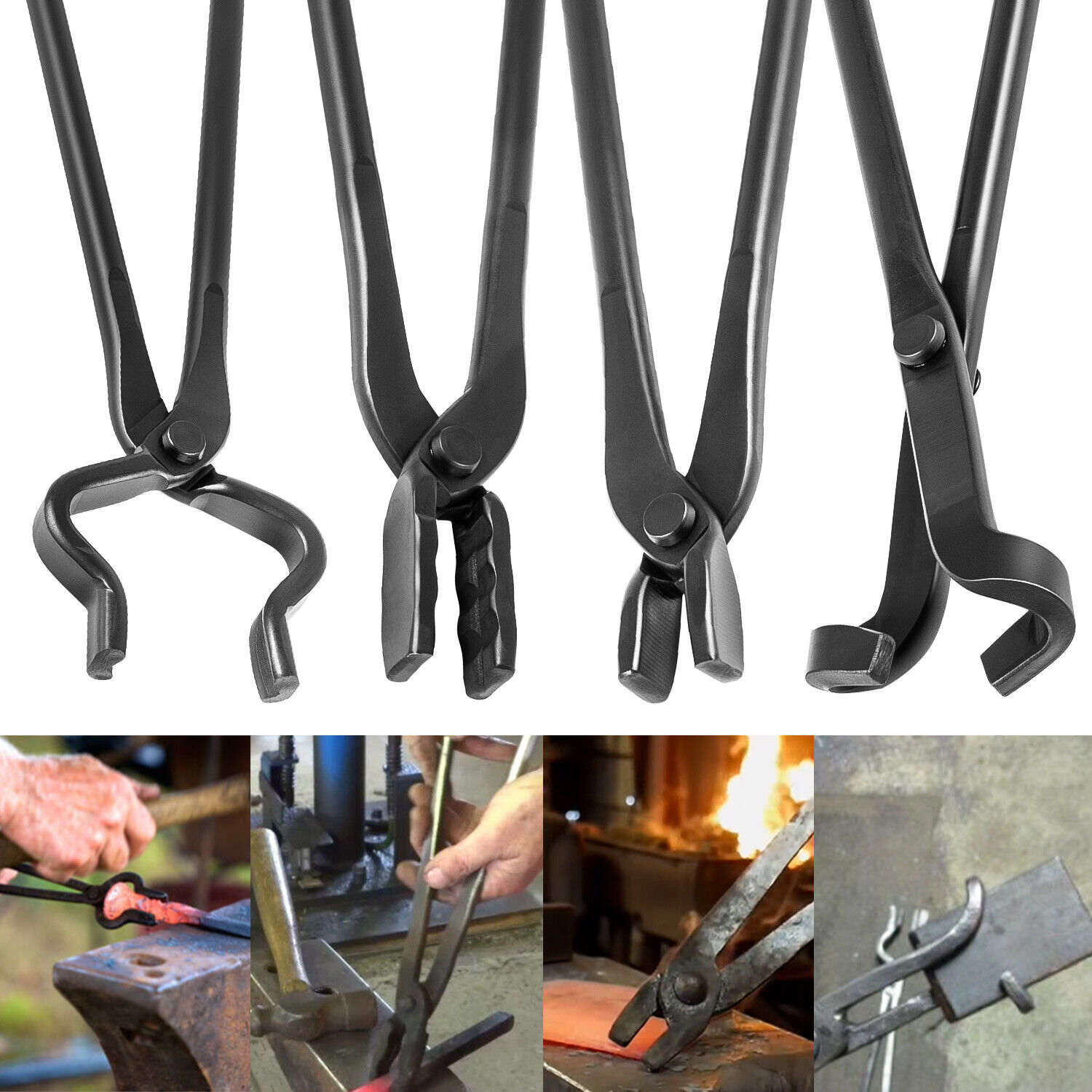 Knife Making Tongs Set Tools Blacksmith Bladesmith Tong Vise Anvil Forge 4PCS