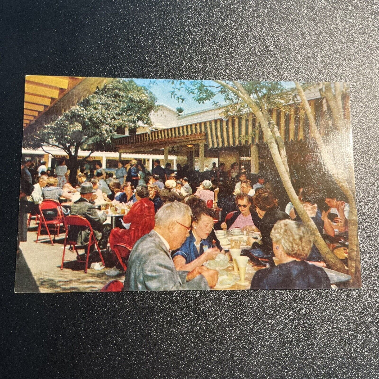DR JIM STAMPS FARMERS MARKET LUNCH ON PATIO LOS ANGELES CALIFORNIA POSTCARD