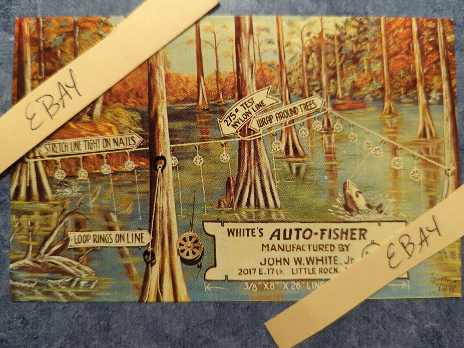 1959 AK Little Rock Arkansas Whites Auto-Fishers Rig Fishing AD postcard D18