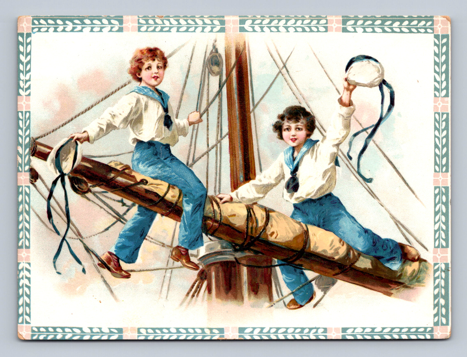 No Ad Trade Card Boys Dressed As Sailors Ship
