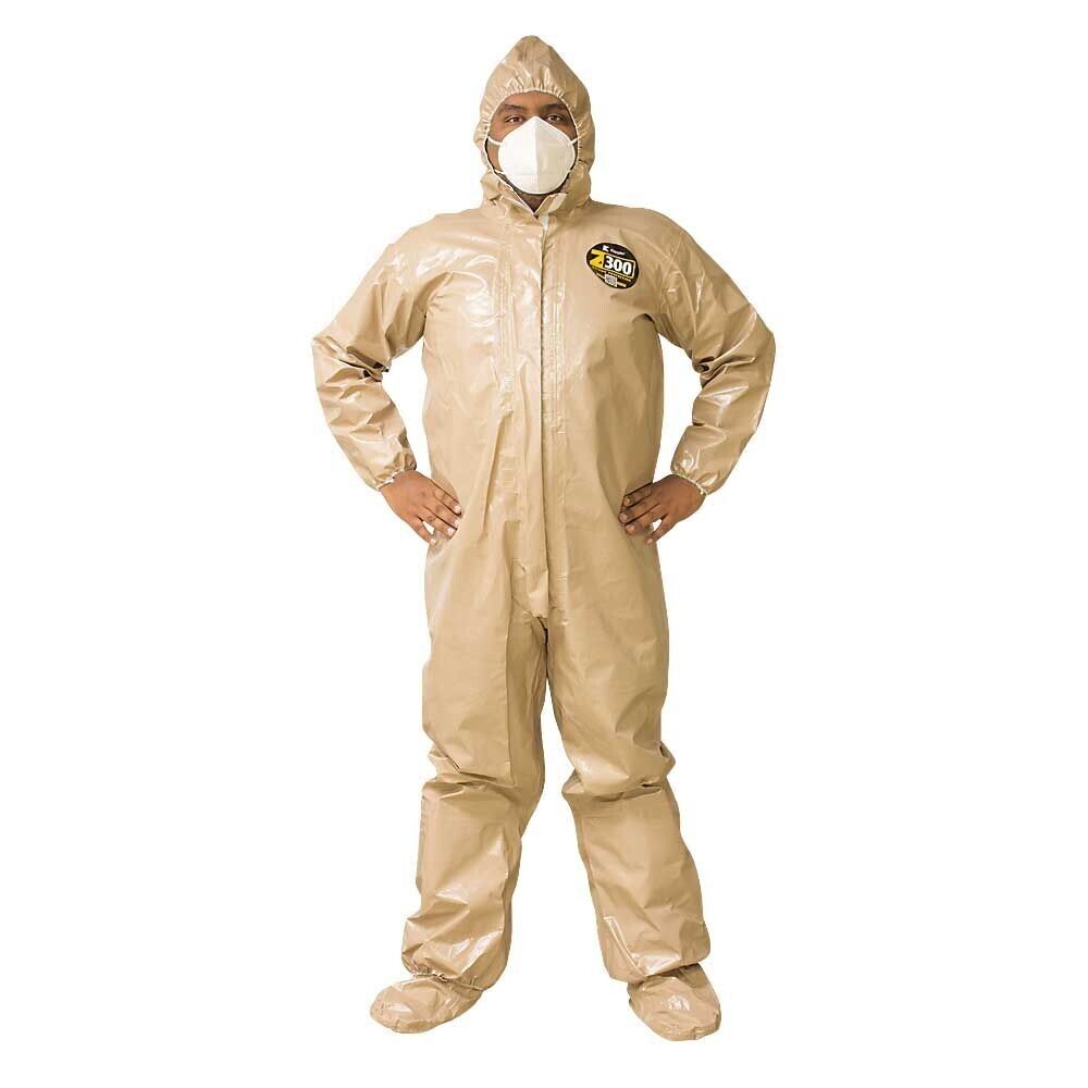 Military Kappler Zytron 300 Chemical Hazmat Coverall Suit W Hood Tan L/XL PPE